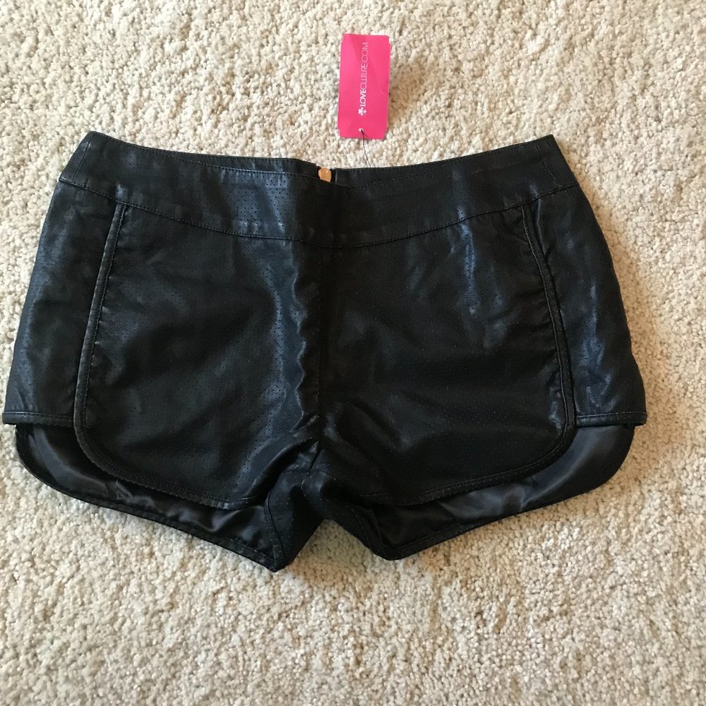NWT Love Culture Black Pleather Shorts